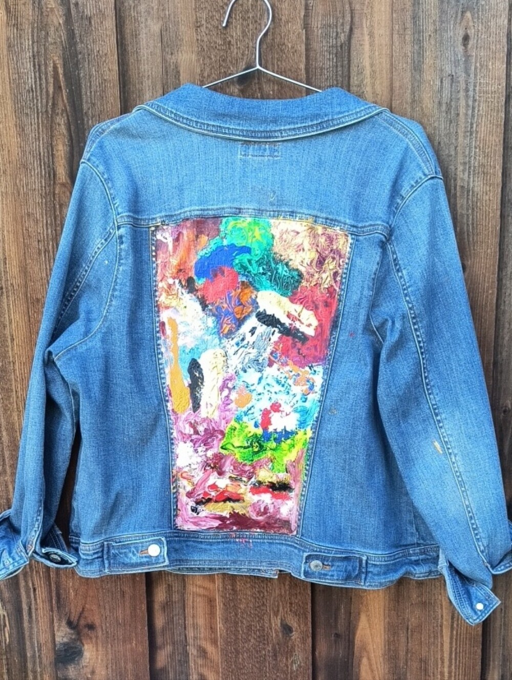One-of-a-Kind Hand-Painted Denim Jacket | Abstract Impasto Textured Wearable Art